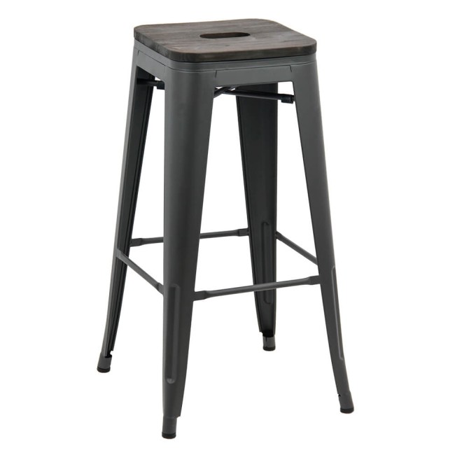 Scaun bar gri ABS 124 – design industrial, rezistent și elegant Scaun bar gri ABS 124 – metal solid, sezut lemn masiv
