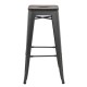 Scaun bar gri ABS 124 – design industrial, rezistent și elegant Scaun bar gri ABS 124 – metal solid, sezut lemn masiv