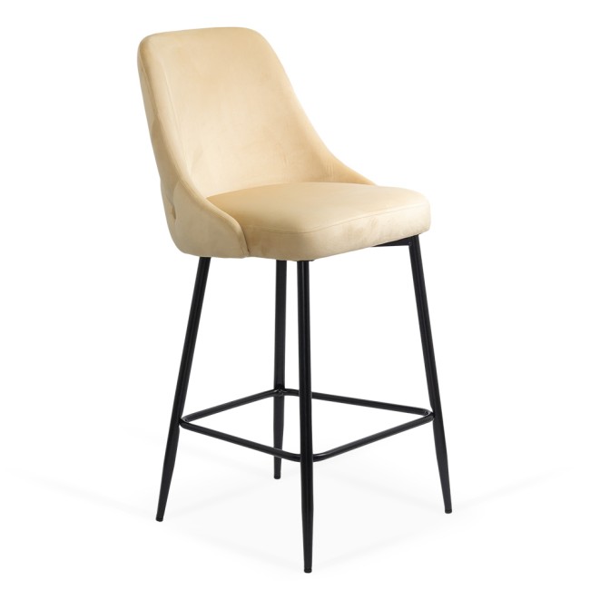 Scaun bar ABS 143 bej – fix, modern, catifea, picioare metalice Scaun bar bej ABS 143 fix, catifea, modern, elegant