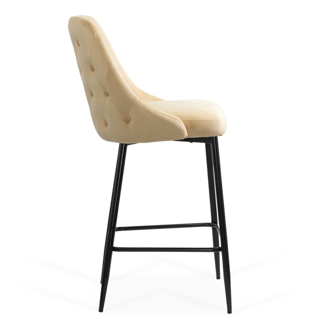 Scaun bar ABS 143 bej – fix, modern, catifea, picioare metalice Scaun bar bej ABS 143 fix, catifea, modern, elegant