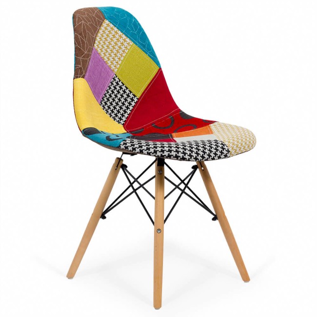 Scaune moderne BUC 232C, design vibrant patchwork, bază din lemn Scaune moderne BUC 232C, design vibrant patchwork, bază din lemn