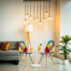 Scaune moderne BUC 232C, design vibrant patchwork, bază din lemn Scaune moderne BUC 232C, design vibrant patchwork, bază din lemn