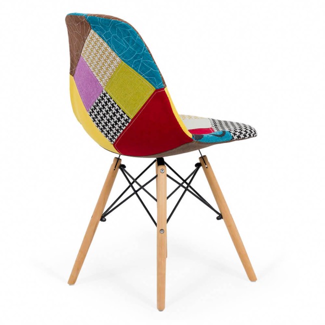 Scaune moderne BUC 232C, design vibrant patchwork, bază din lemn Scaune moderne BUC 232C, design vibrant patchwork, bază din lemn