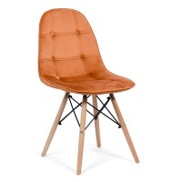 Scaun tapitat cu catifea si picioare din lemn BUC 232V portocaliu