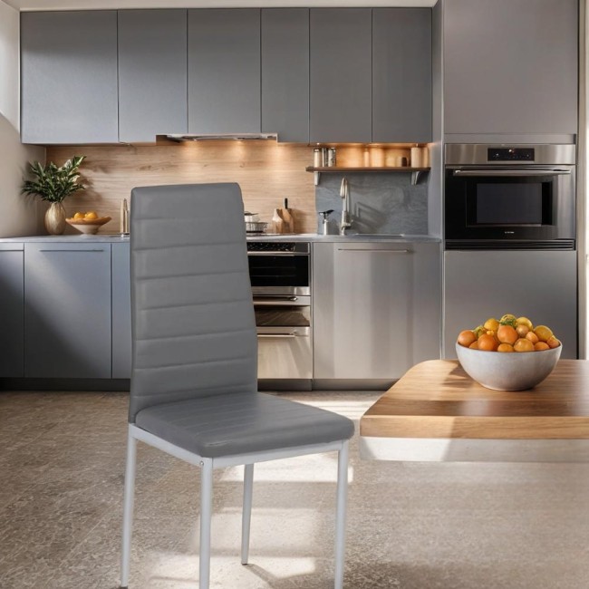 Scaune de bucatarie cu design contemporan din piele ecologica BUC 263 gri Scaune de bucatarie cu design contemporan din piele ecologica BUC 263 gri