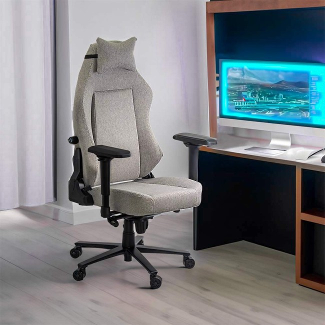 Scaun gaming, gri, stofa, cotiere 4D, confortabil, OFF 297 Scaun gaming, gri, stofa, cotiere 4D, compact, OFF 297