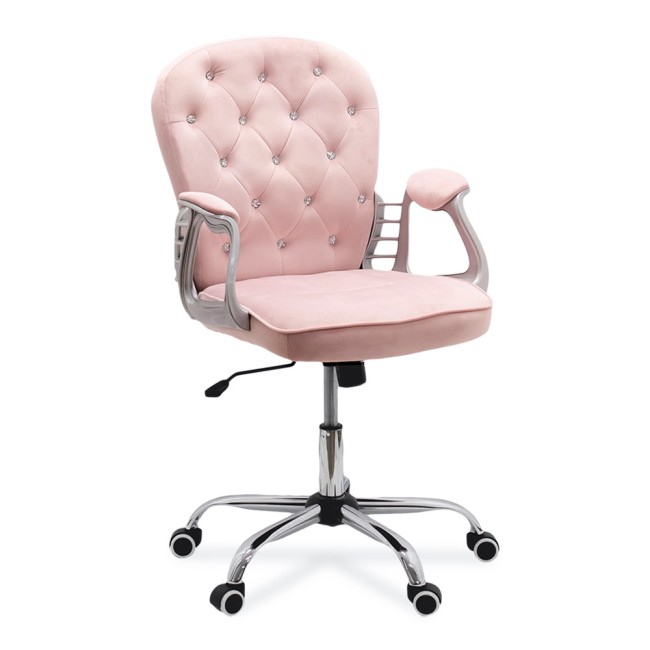 Scaun de birou OFF 437 – Design elegant și confort maxim Scaun de birou OFF 437 – Catifea roz, ergonomic, reglabil