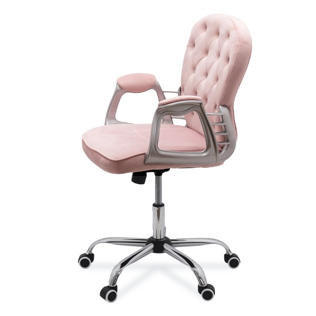 Scaun de birou OFF 437 – Design elegant și confort maxim Scaun de birou OFF 437 – Catifea roz, ergonomic, reglabil