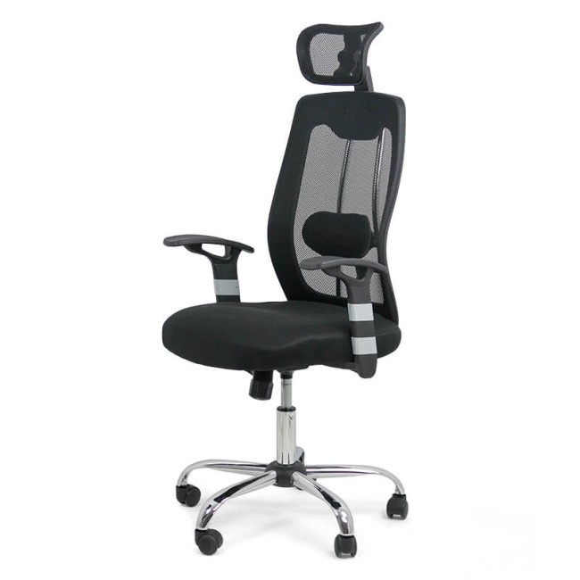 Scaun ergonomic cu tetiera si reglaj lombar pentru birou OFF 988 negru