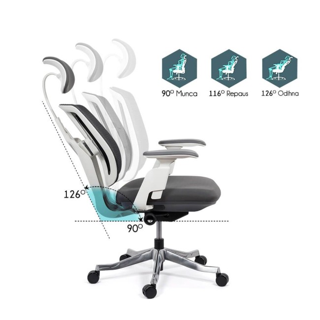 RETRAS - Scaune de birou ergonomic recliner cu spatar si brate reglabile SYYT 9505 gri RETRAS - Scaune de birou ergonomic recliner cu spatar si brate reglabile SYYT 9505 gri