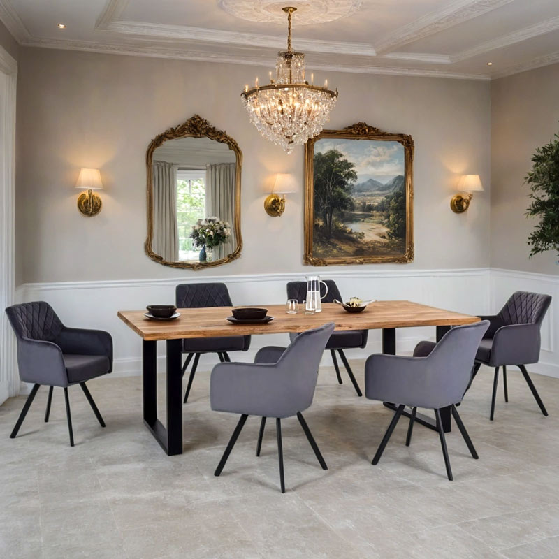 Scaune dining din catifea pentru mese dreptunghiulare